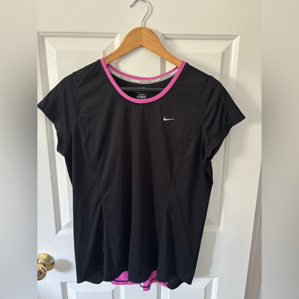 Nike Black and Pink Cap Sleeve Tee